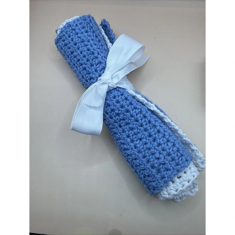 Handmade Set of 2 Crochet Cotton Dish/Wash Cloths 10 X 9